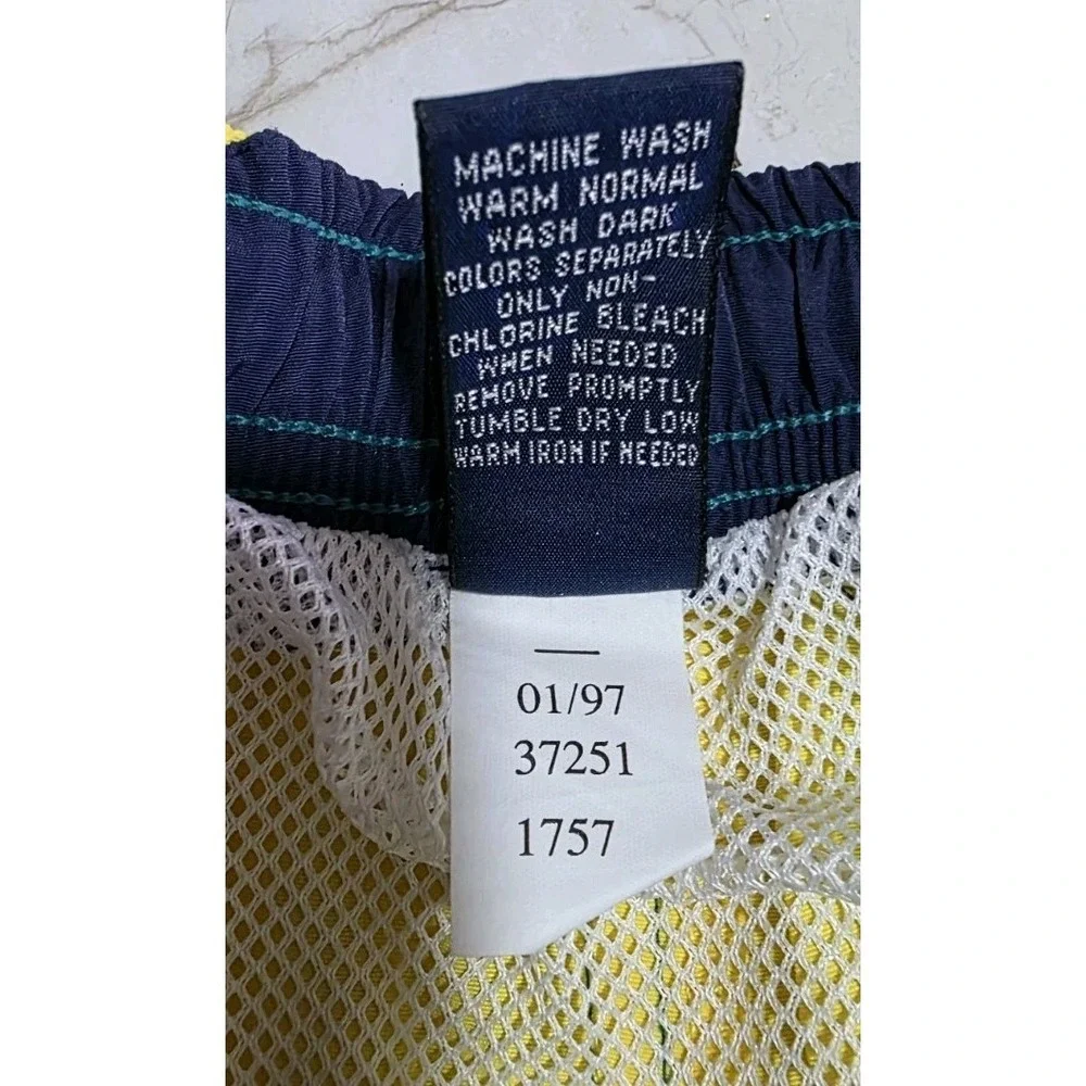 Vintage 90s Lands' End Swim Trunks Men's L Colorblock Mesh Lined 1997